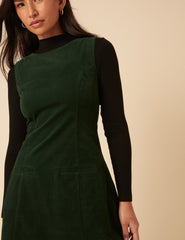 Forest Green Cord Boston Pinafore Mini Dress