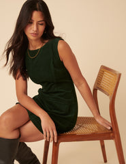 Forest Green Cord Boston Pinafore Mini Dress