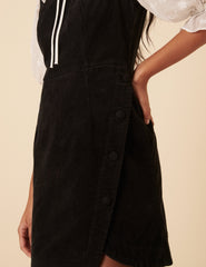 Black Cord Birch Pinafore Mini Dress