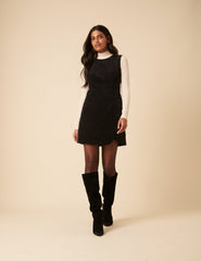 Black Cord Birch Pinafore Mini Dress