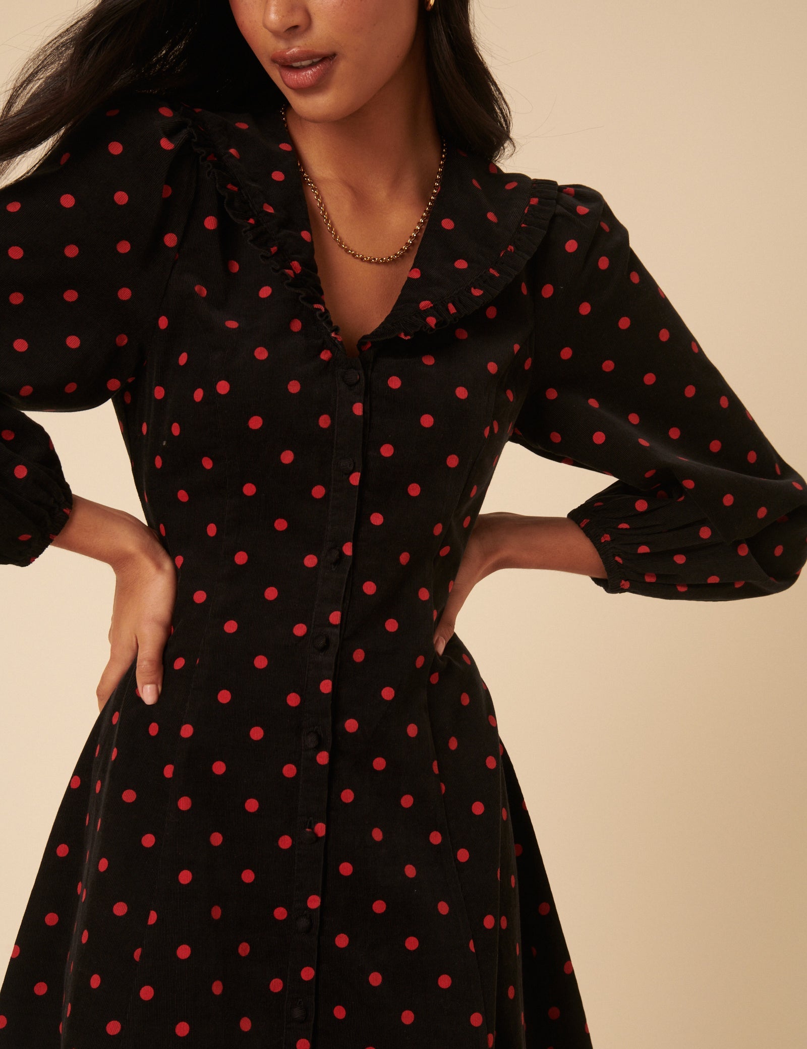 Black Cord Polka Dot Emma Mini Dress