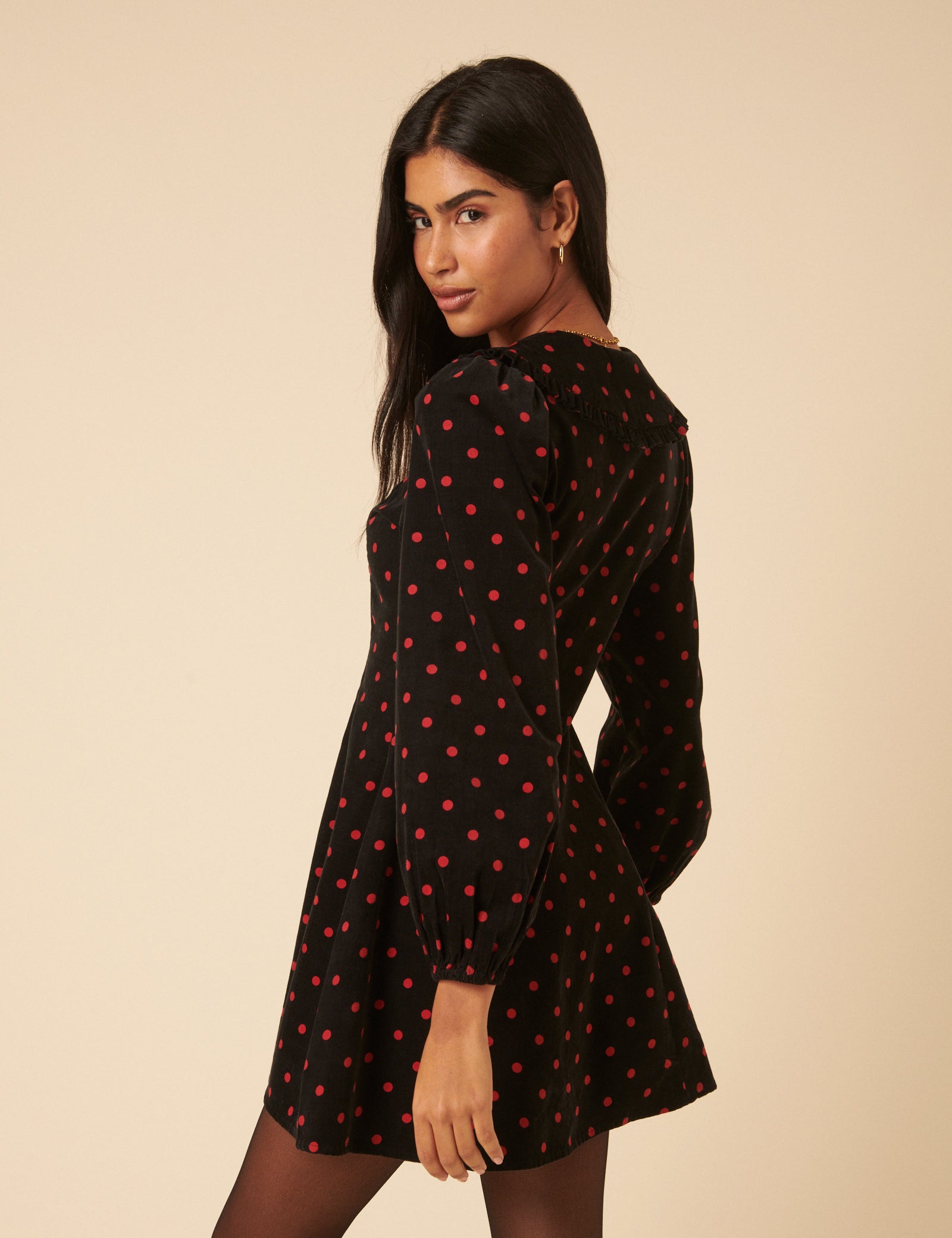 Black Cord Polka Dot Emma Mini Dress