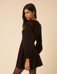 Black Cord Polka Dot Emma Mini Dress