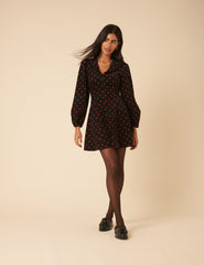 Black Cord Polka Dot Emma Mini Dress