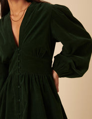 Forest Green Cord Starlight Mini Dress