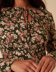 Green Ditsy Floral Long Sleeve Tessa Mini Dress