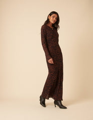 Brown Animal Print Clarissa Midi Dress