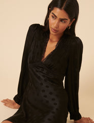 Black Polka Dot Jacquard Angela Mini Dress