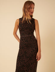Leopard Print Mesh Morgan Midi Dress