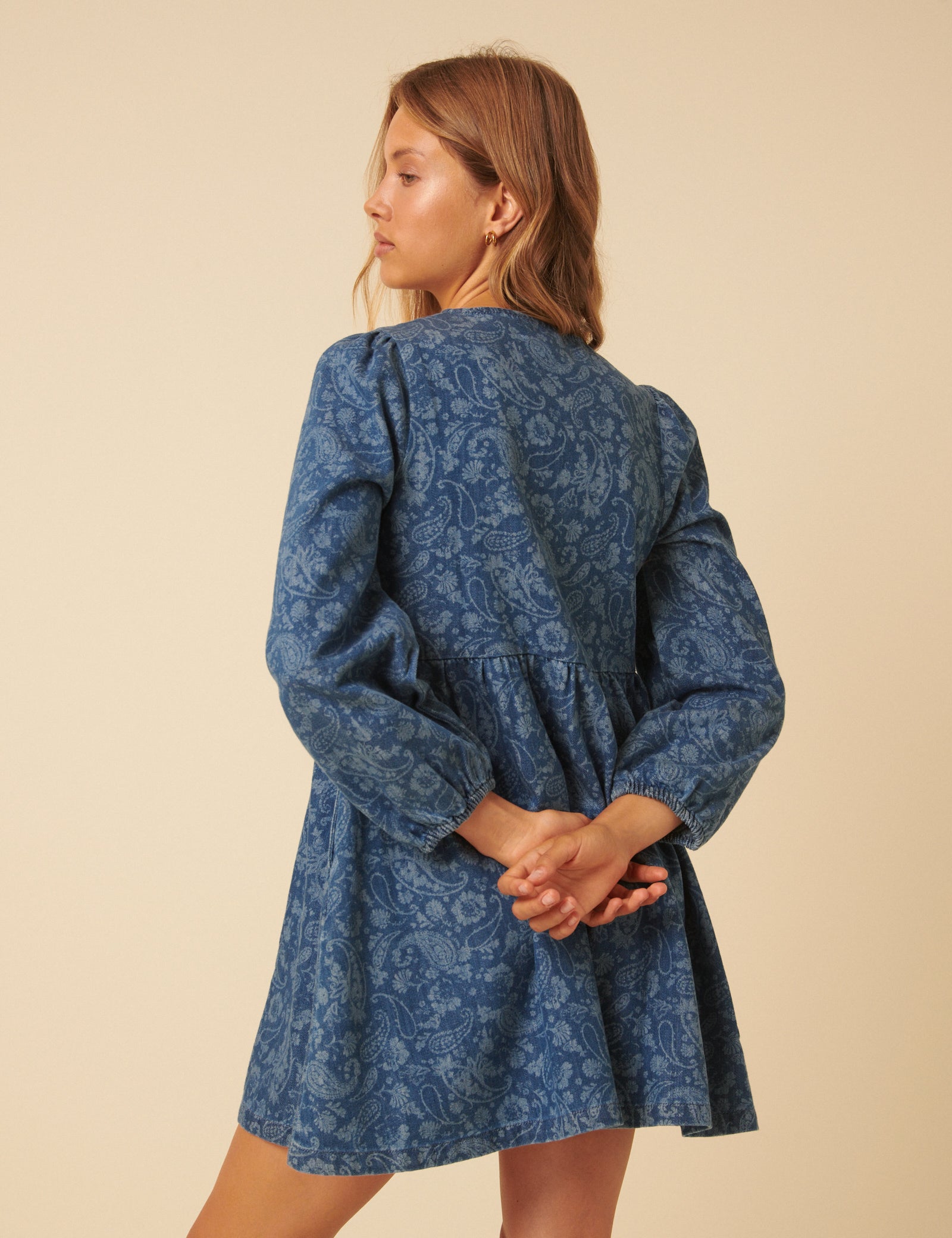 Blue Denim Paisley Eden Mini Dress