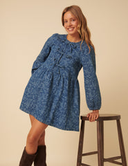 Blue Denim Paisley Eden Mini Dress