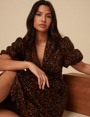 Black Ditsy Foral Starlight Midi Dress