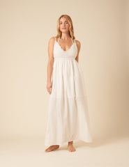 White Mock Crochet Midi Dress