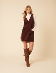 Brown Cord Pinafore Mini Dress