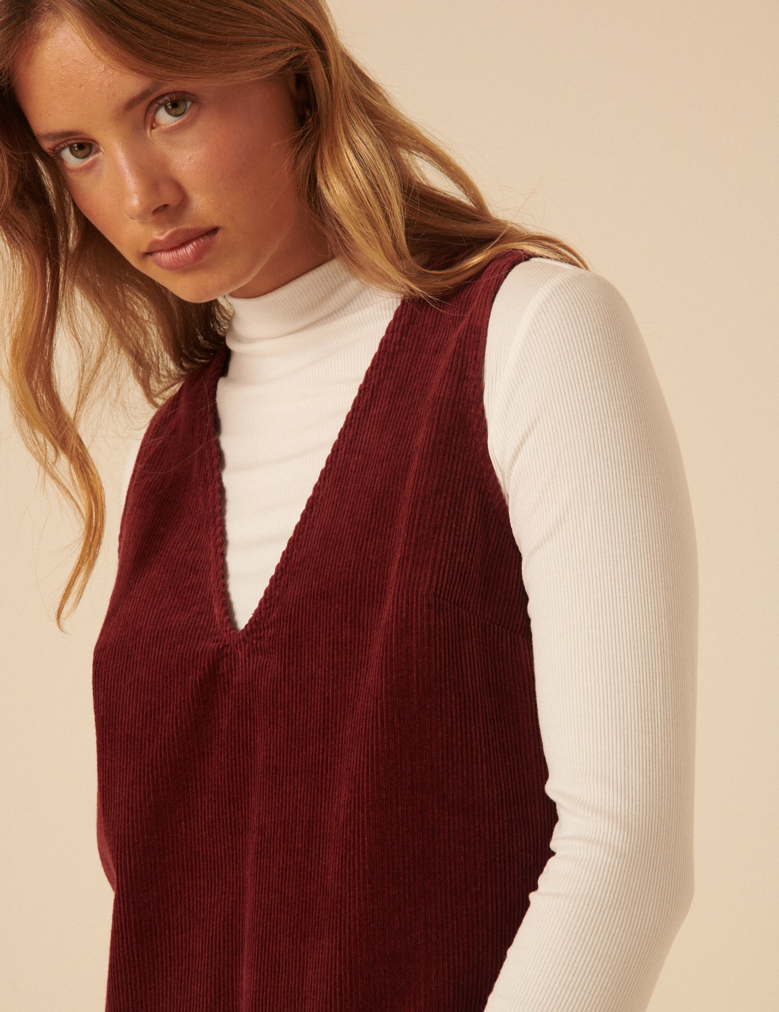 Red Piper Pinafore Mini Dress