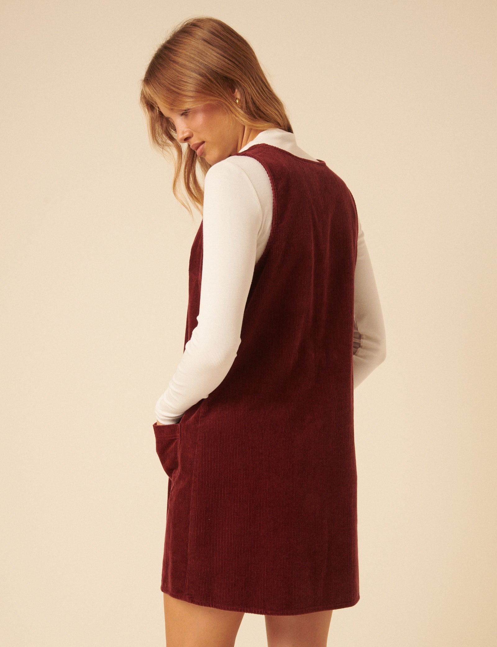 Red Piper Pinafore Mini Dress