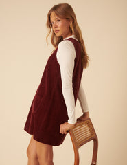 Red Piper Pinafore Mini Dress