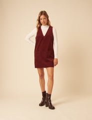 Red Piper Pinafore Mini Dress