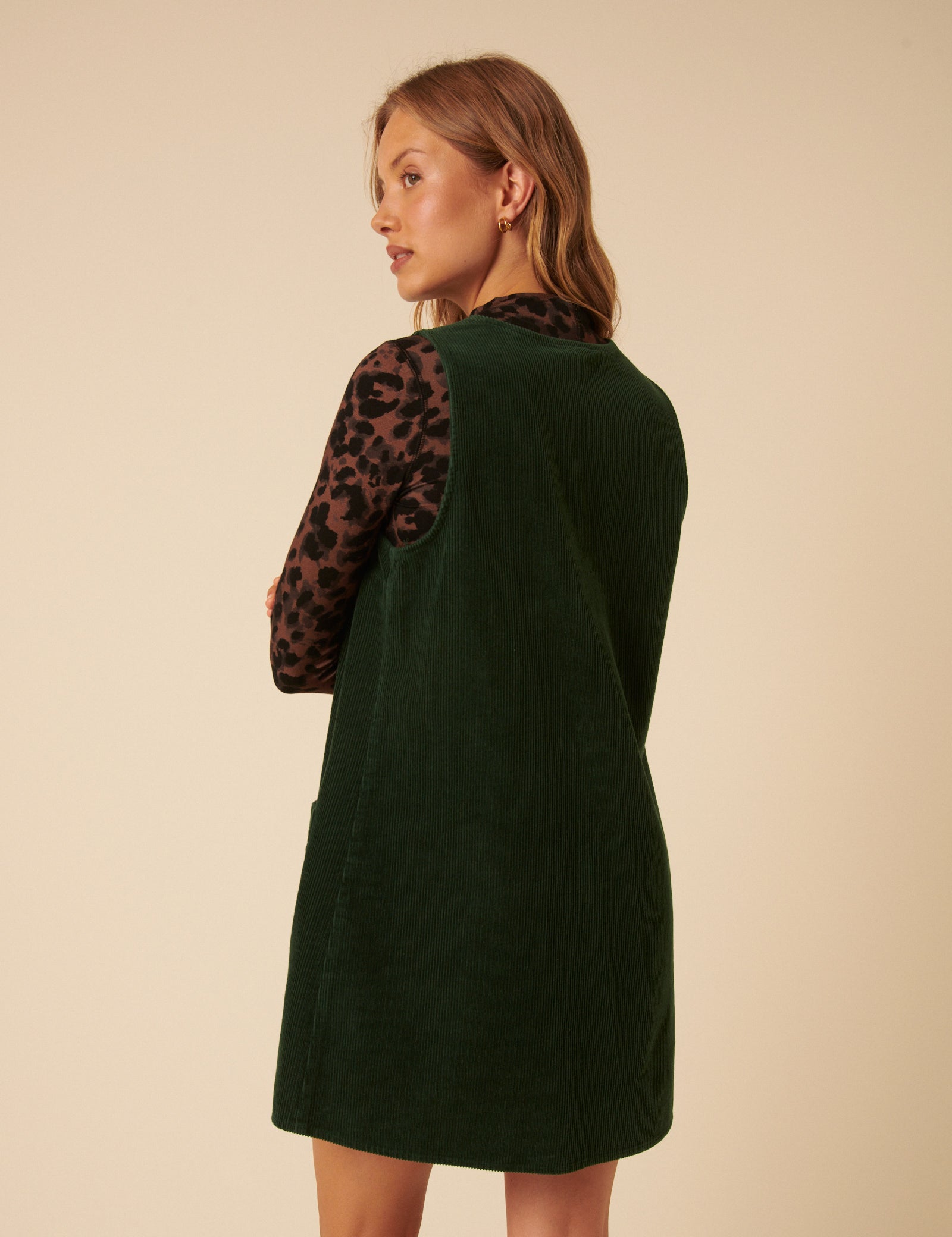 Forest Green Piper Pinafore Mini Dress