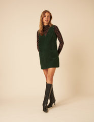 Forest Green Piper Pinafore Mini Dress
