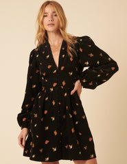 Black Floral Embroidered Cord Starlight Mini Dress
