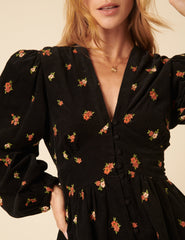 Black Floral Embroidered Cord Starlight Mini Dress