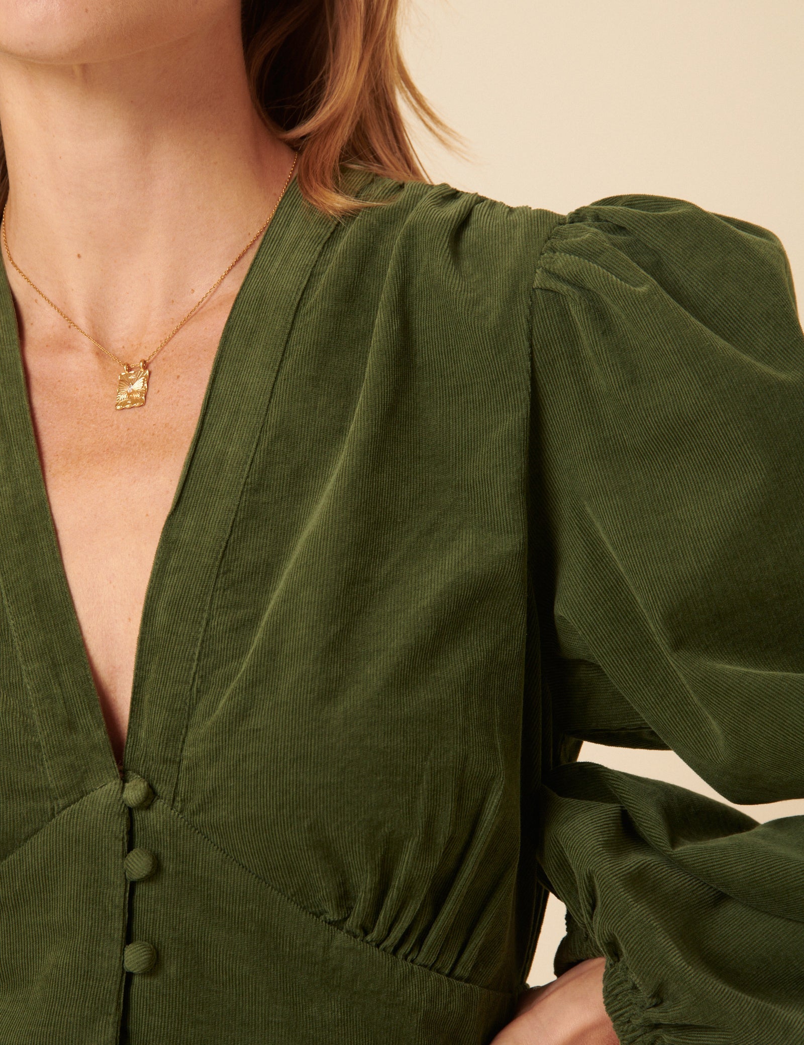 Olive Green Cord Starlight Mini Dress