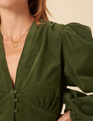 Olive Green Cord Starlight Mini Dress