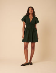 Khaki Puff Sleeve Abigail Mini Dress