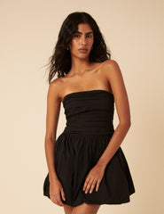 Black Bandeau Felicity Bubble Hem Mini Dress