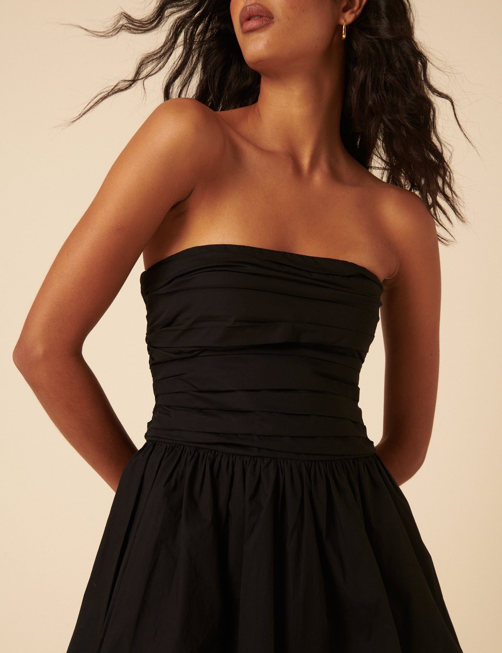 Black Bandeau Felicity Bubble Hem Mini Dress