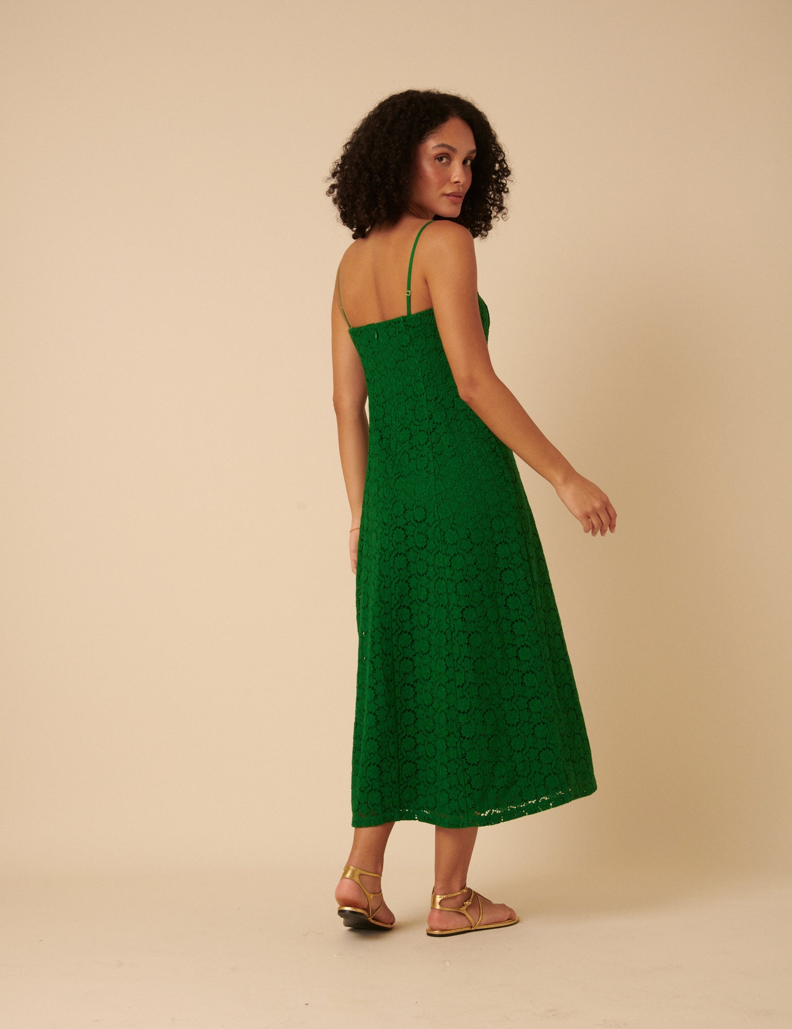 Green Floral Broderie Anglaise Fern Midi Dress