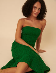 Green Floral Broderie Anglaise Fern Midi Dress