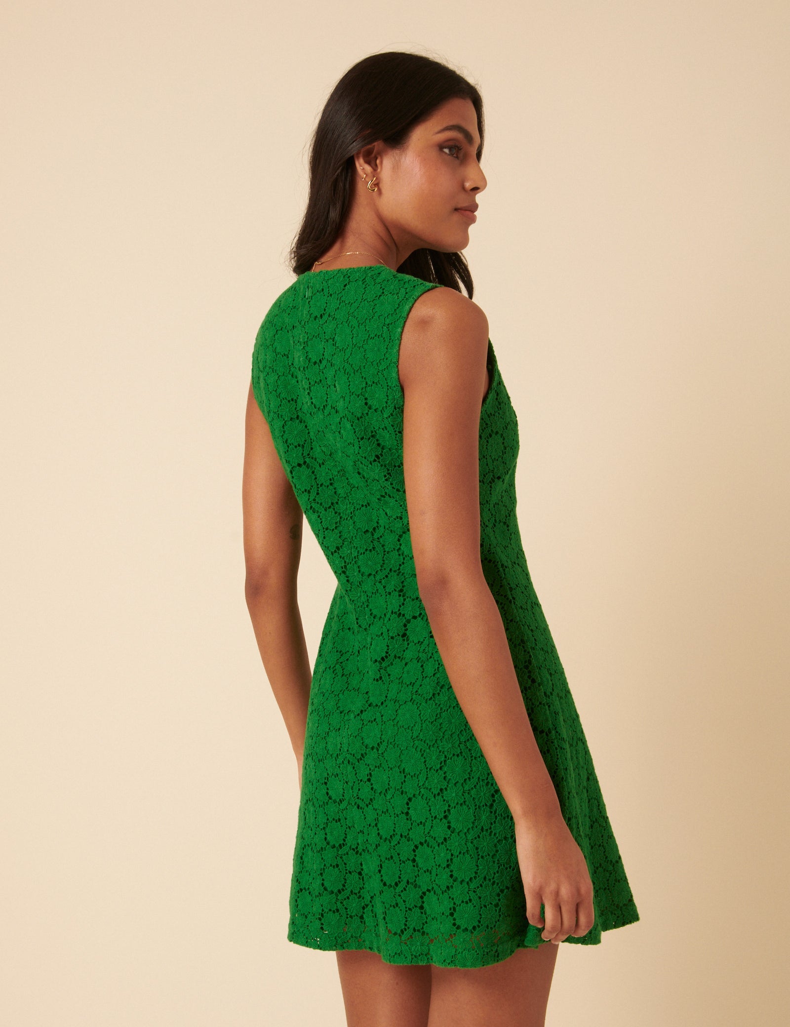 Green Floral Broderie Anglaise Juno Mini Dress