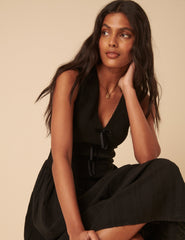 Black Bow Front Luisa Midi Dress