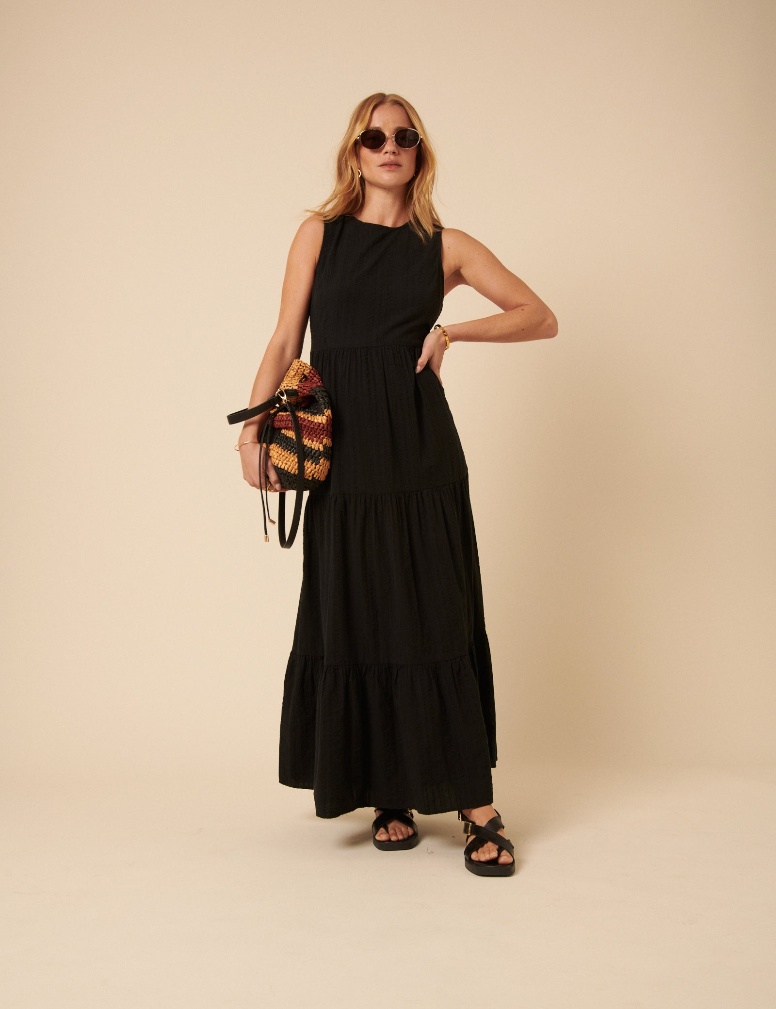 Black Tiered Astrid Maxi Dress
