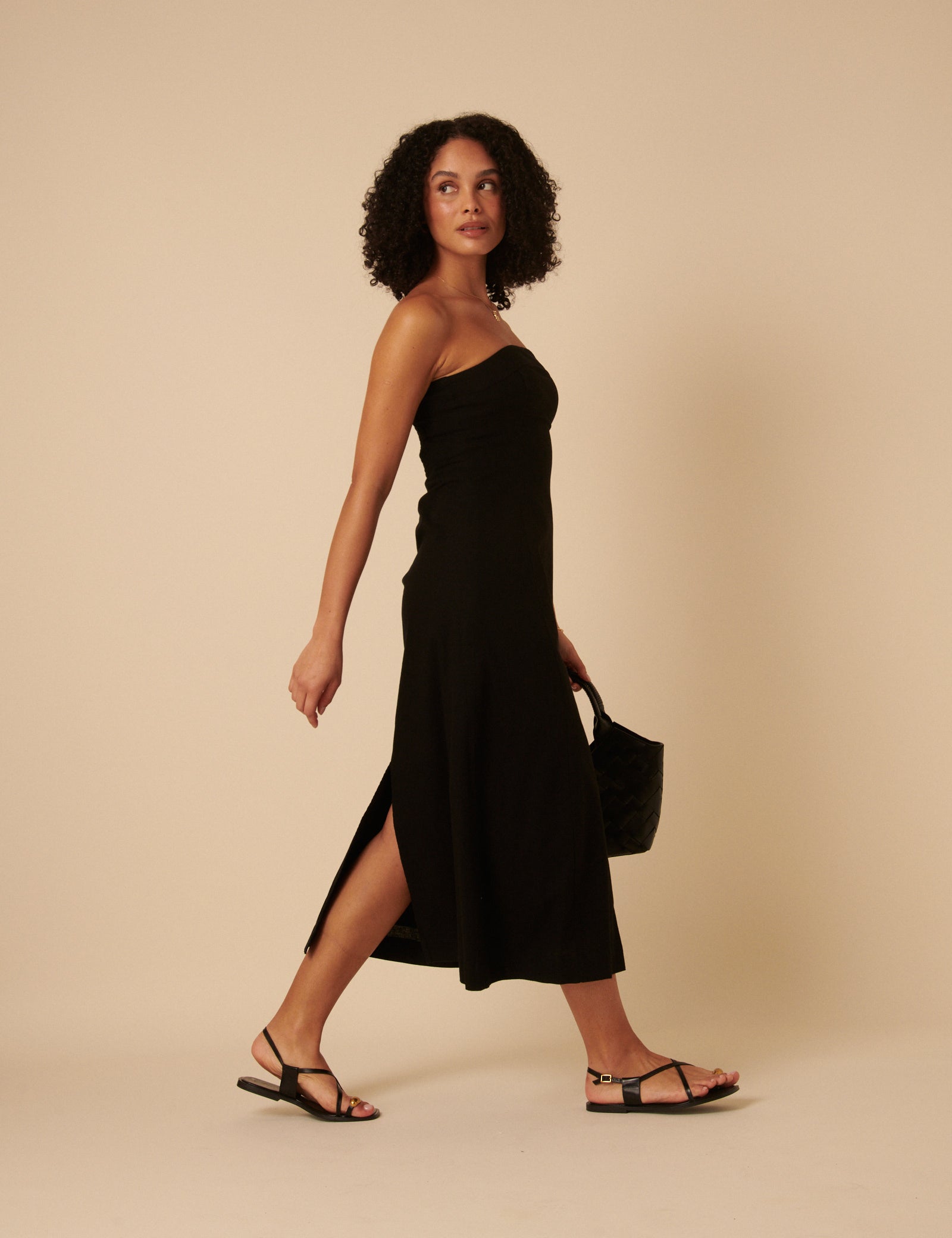 Black Tie Front Gayle Midi Dress