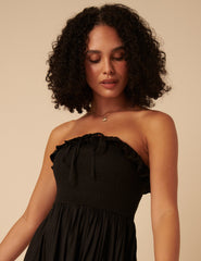 Black Bandeau Ruched Bela Midi Dress