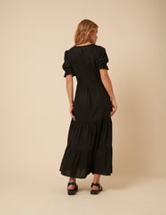 Black Tiered Lia Midi Dress