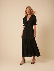 Black Tiered Lia Midi Dress