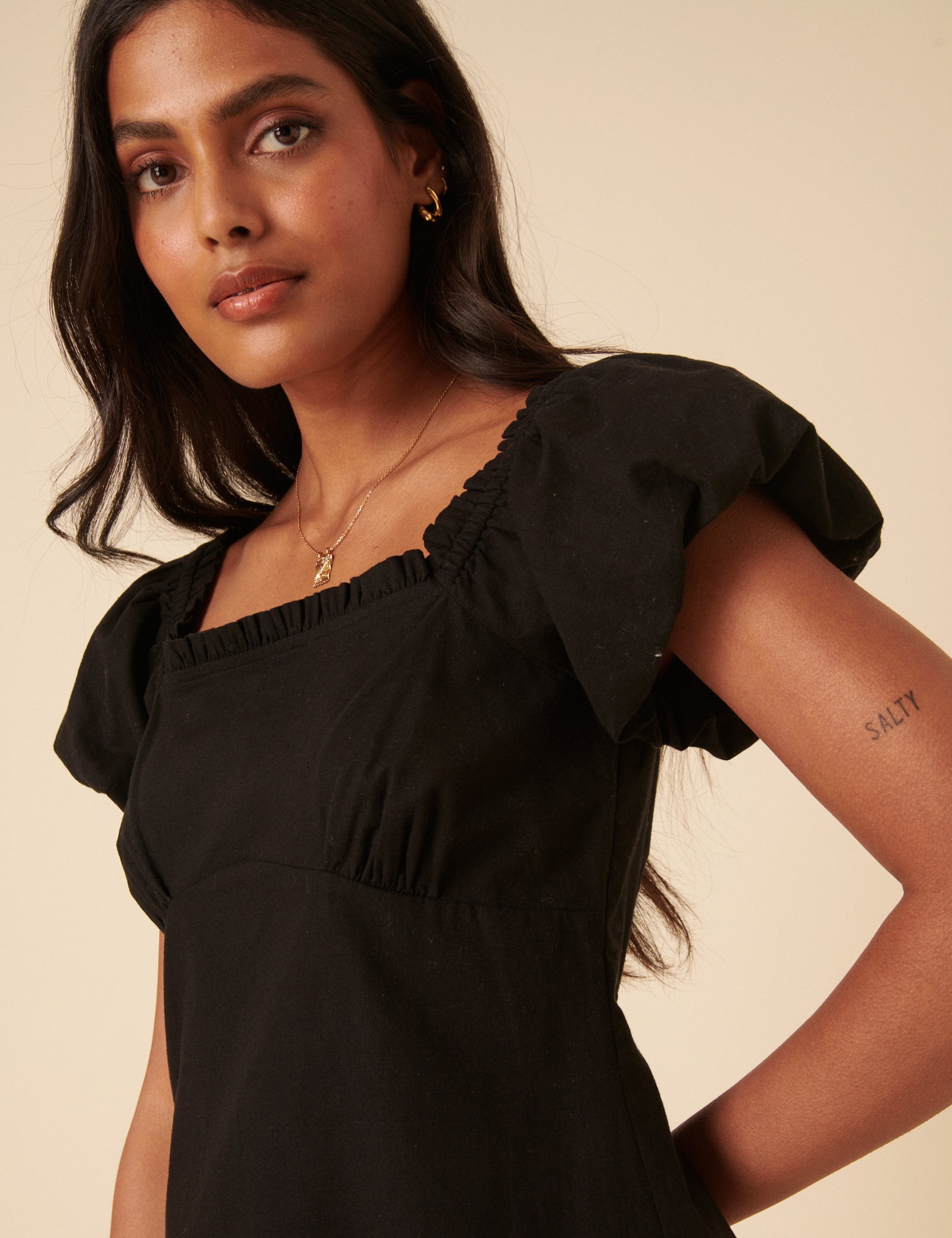 Black Puff Sleeve Ramona Mini Dress