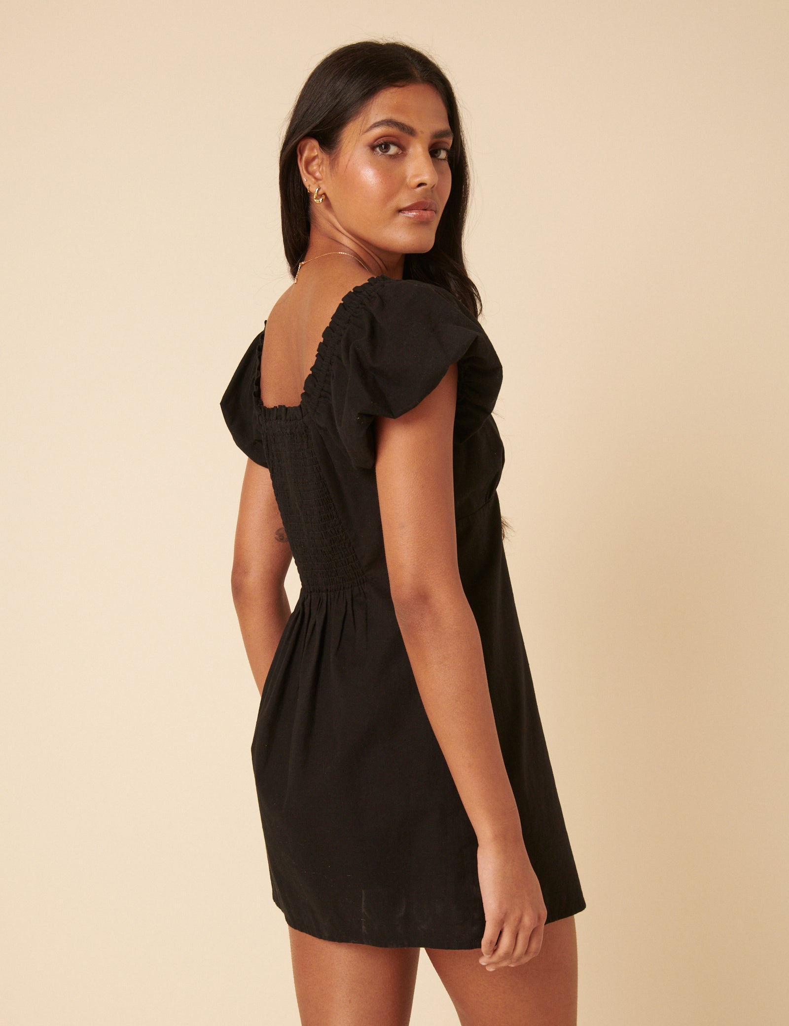 Black Puff Sleeve Ramona Mini Dress