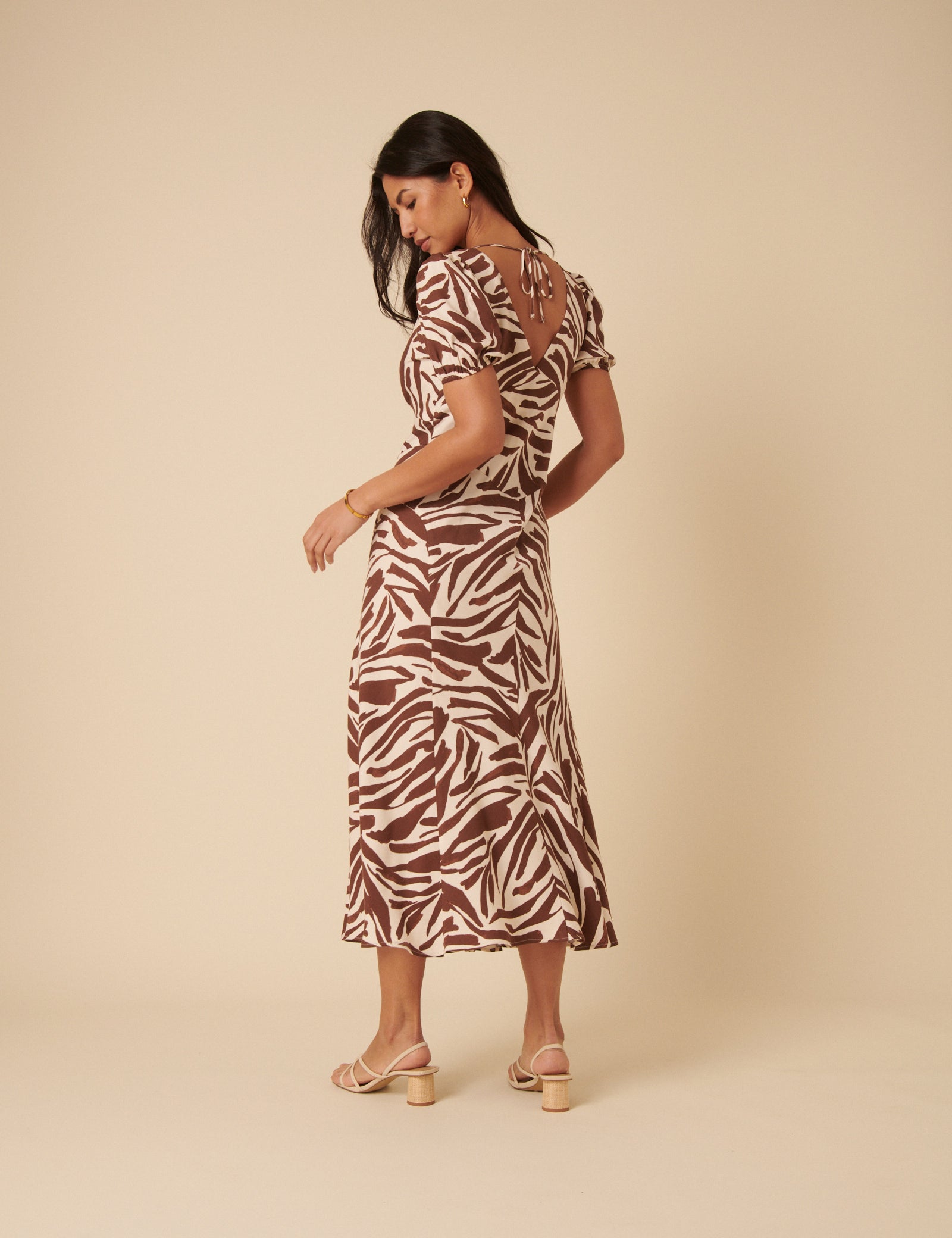 Brown Zebra Print Ella Midi Dess