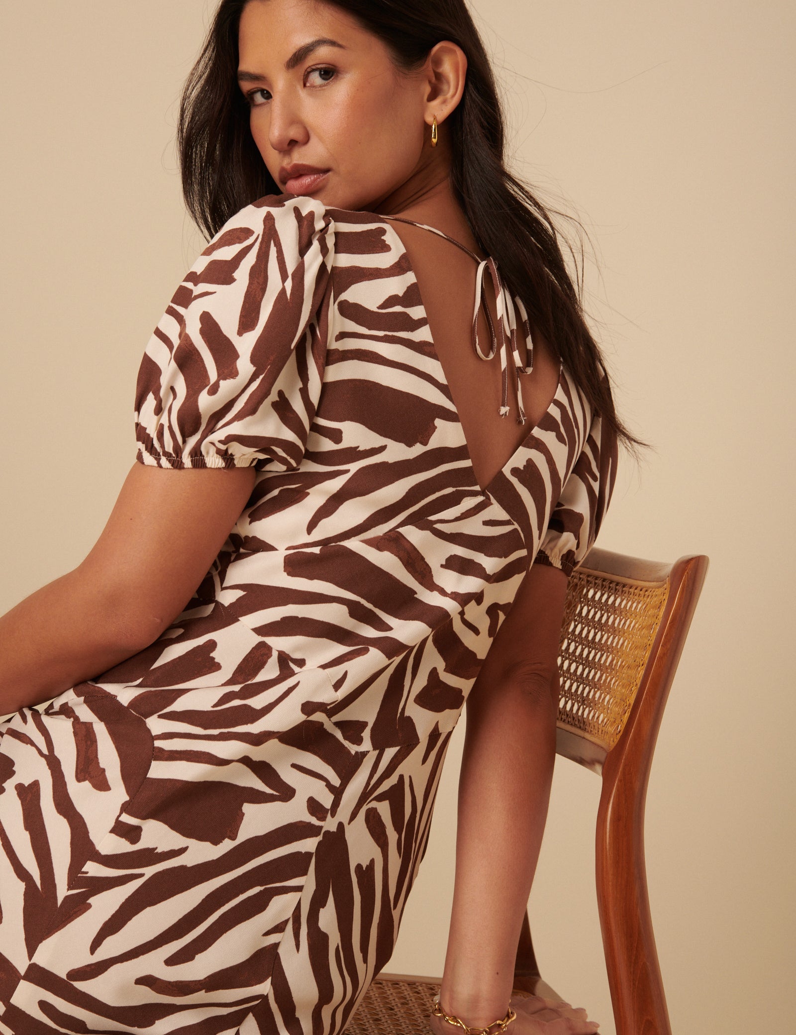 Brown Zebra Print Ella Midi Dess
