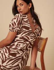 Brown Zebra Print Ella Midi Dess