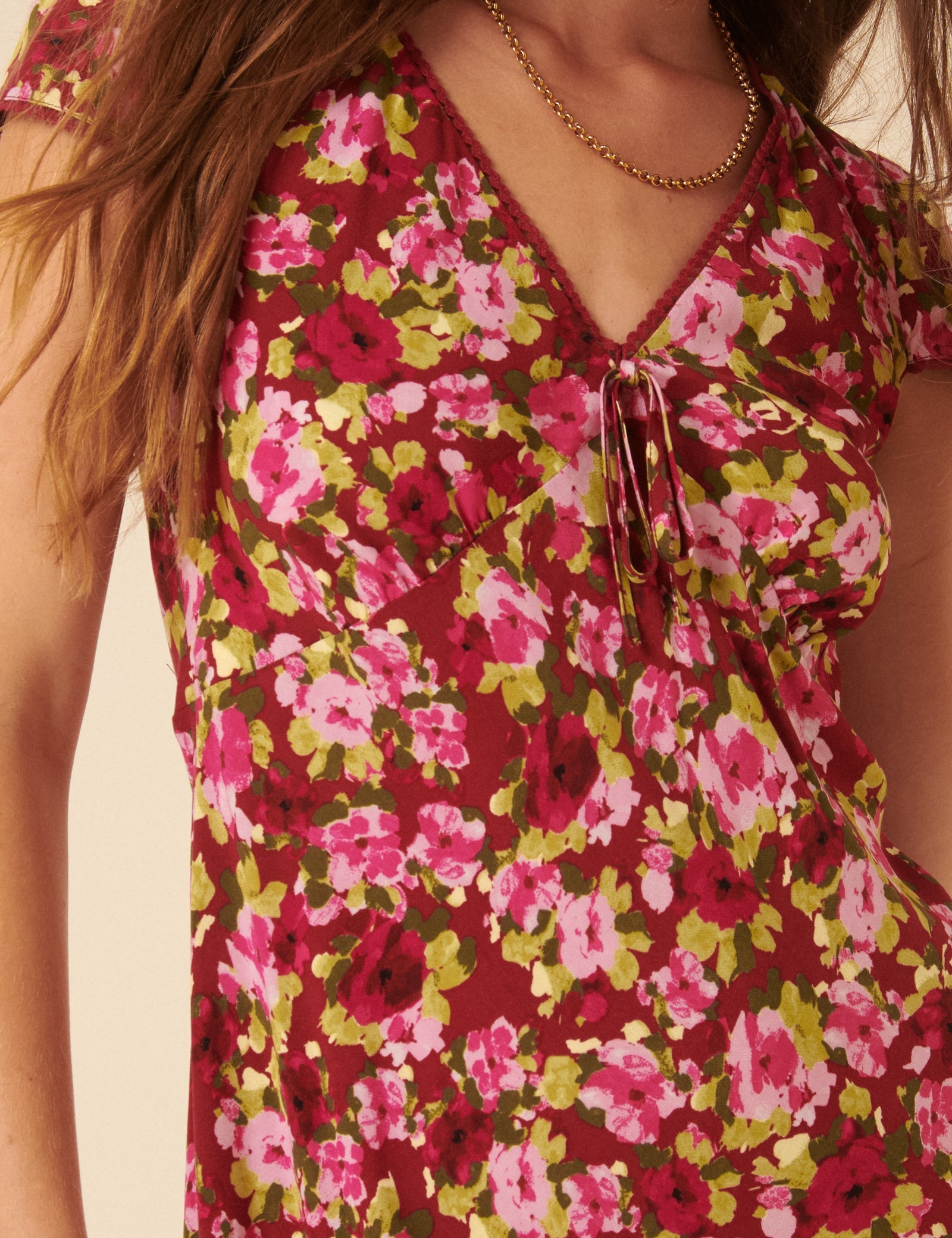 Red And Pink Floral Rosa Mini Dress