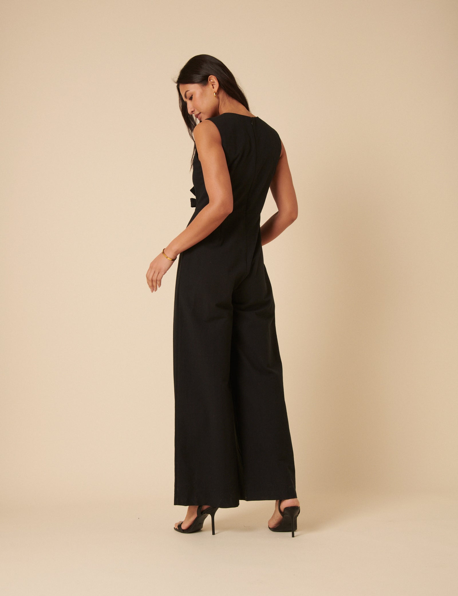 Black Bow Front Bertha Jumpsuit