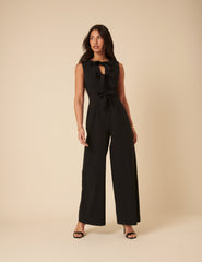 Black Bow Front Bertha Jumpsuit