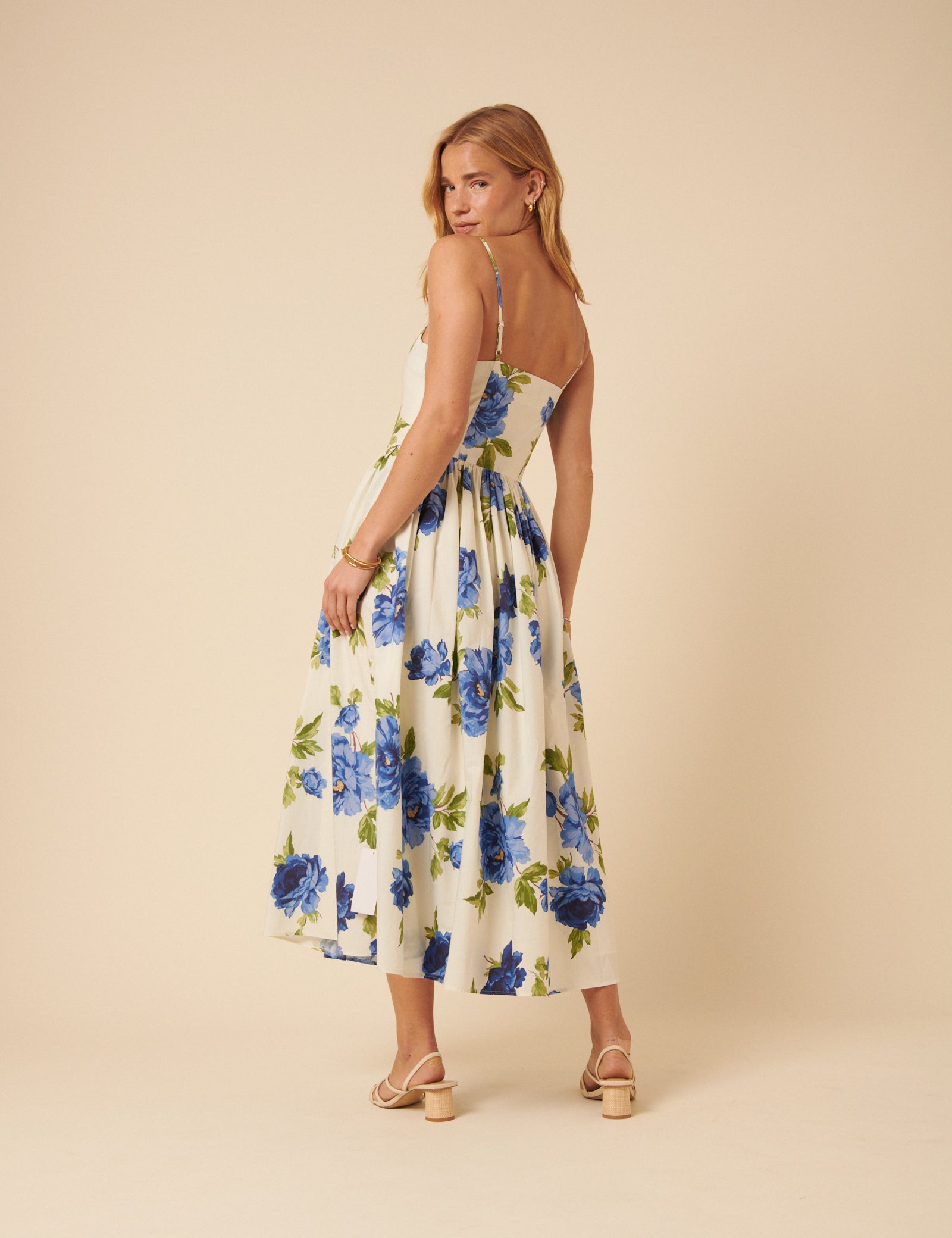 Cream Floral Madeline Midi Dress