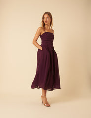 Burgundy Bandeau Felicty Midi Dress